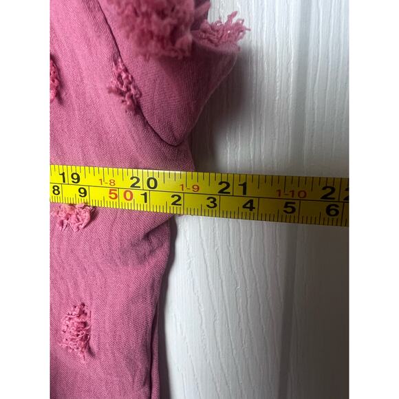 Bothenial Blouse Pink Textured Dots Collared Short Sleeve Shirt Size Small - Picture 7 of 7